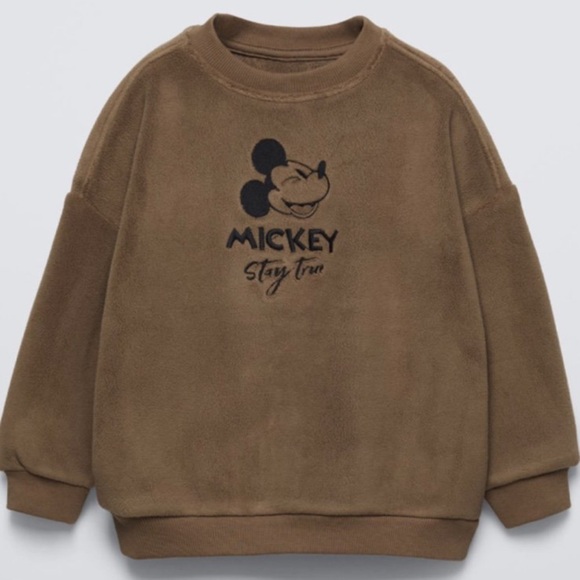 Zara Other - Zara Kids Brown Fleece Mickey Mouse Sweatshirt 1.5y NWT